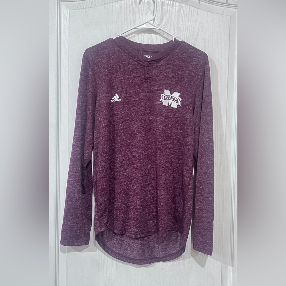 FINAL PRICE Adidas Maroon MS State  Long Sleeve Henley Tee